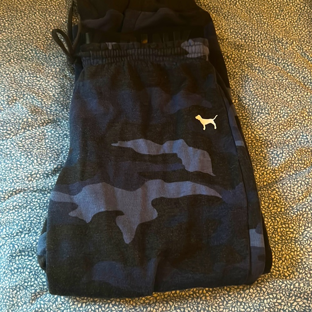 PINK blue camo joggers